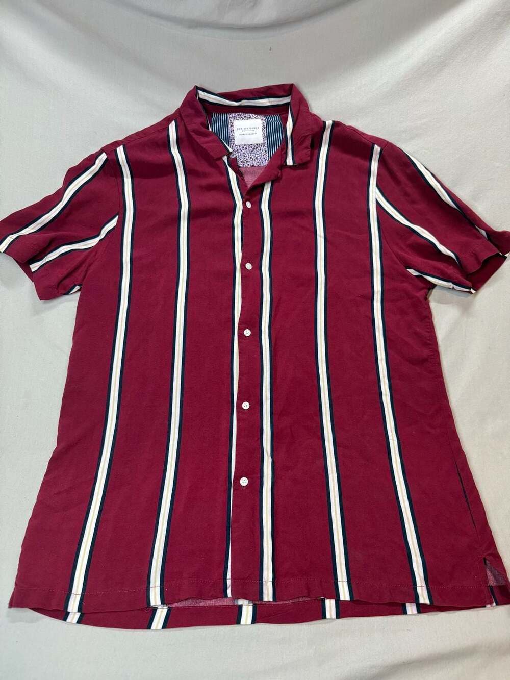 Denim & Flower Ricky Singh Striped Short Sleeve Button Down Shirt XL